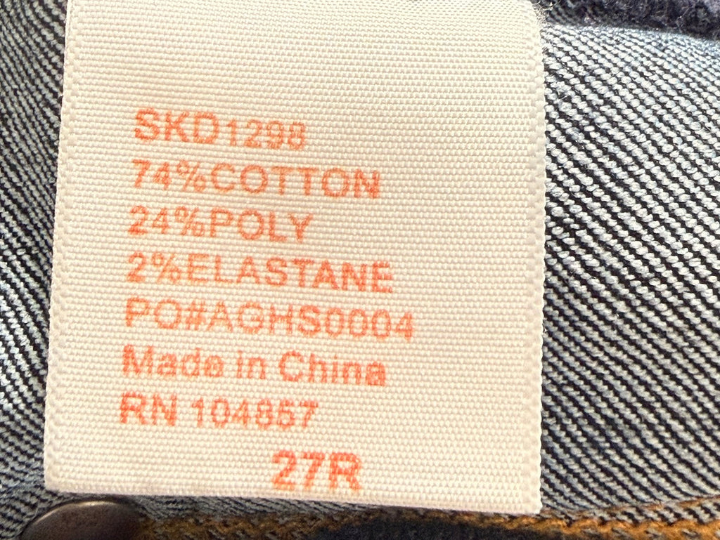 AG jeans fabric and size 27R label