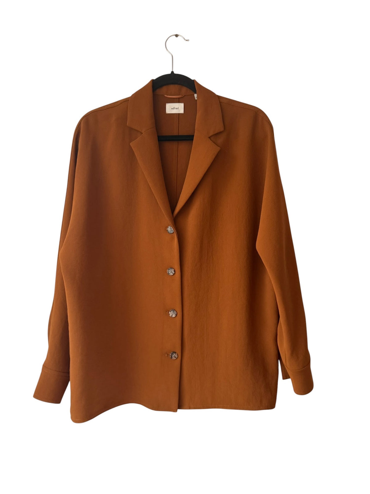 Aritzia Wilfred Freeform Shirt Crepette Button Up Blouse Brown Small