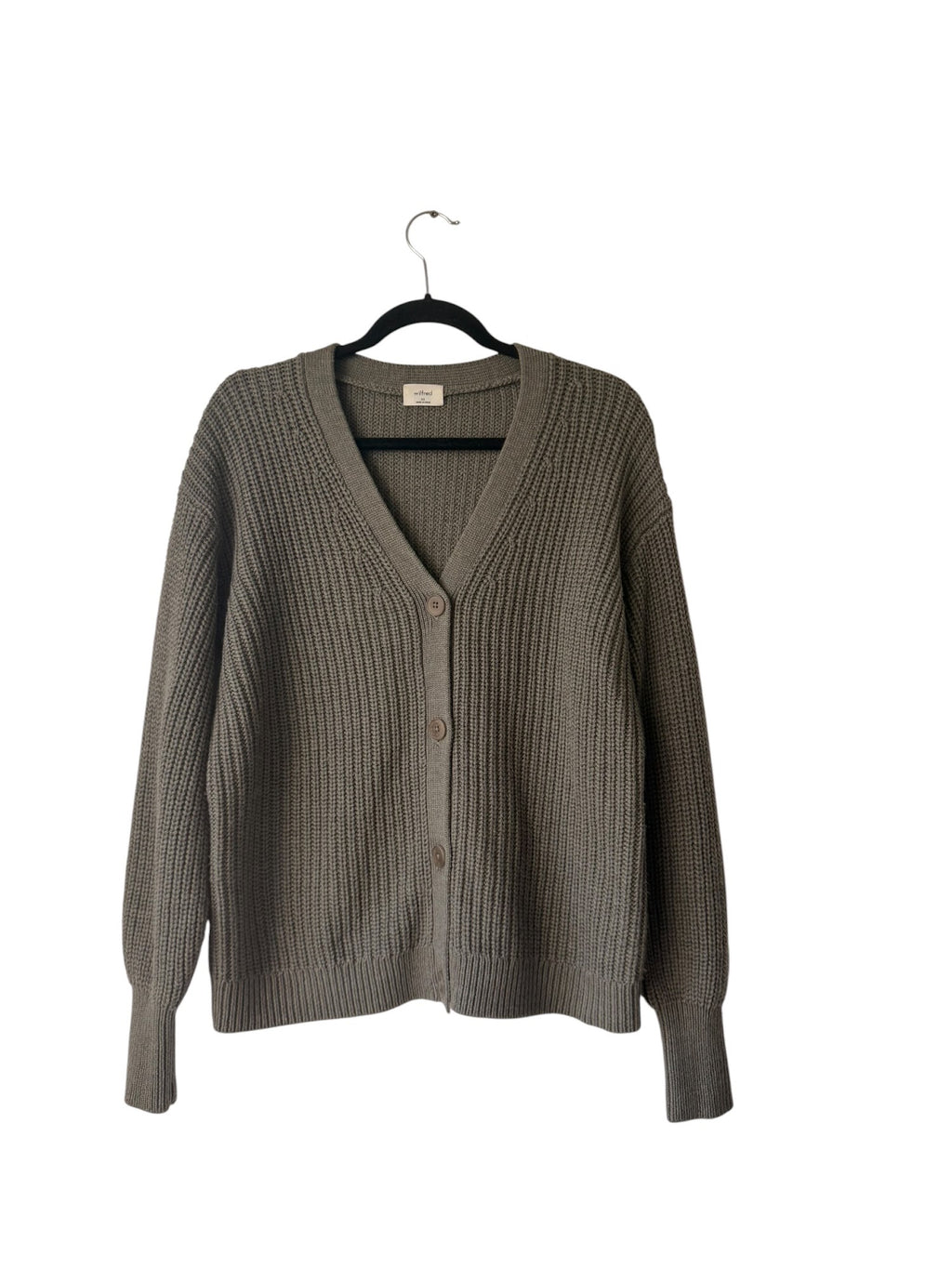 Aritzia Wilfred Green Cortado Cardigan Extra Small V-Neck Sweater