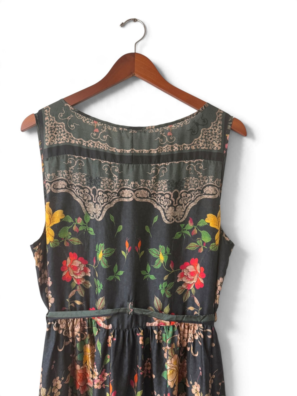 Johnny Was black floral silk dress