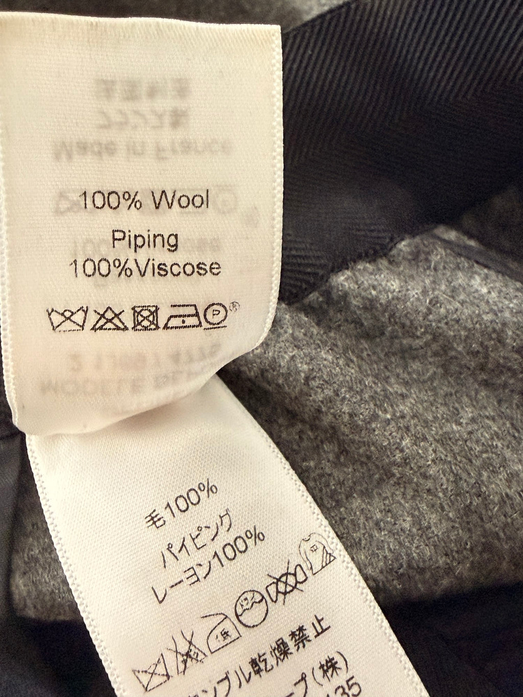 Celine grey and black wool trousers label