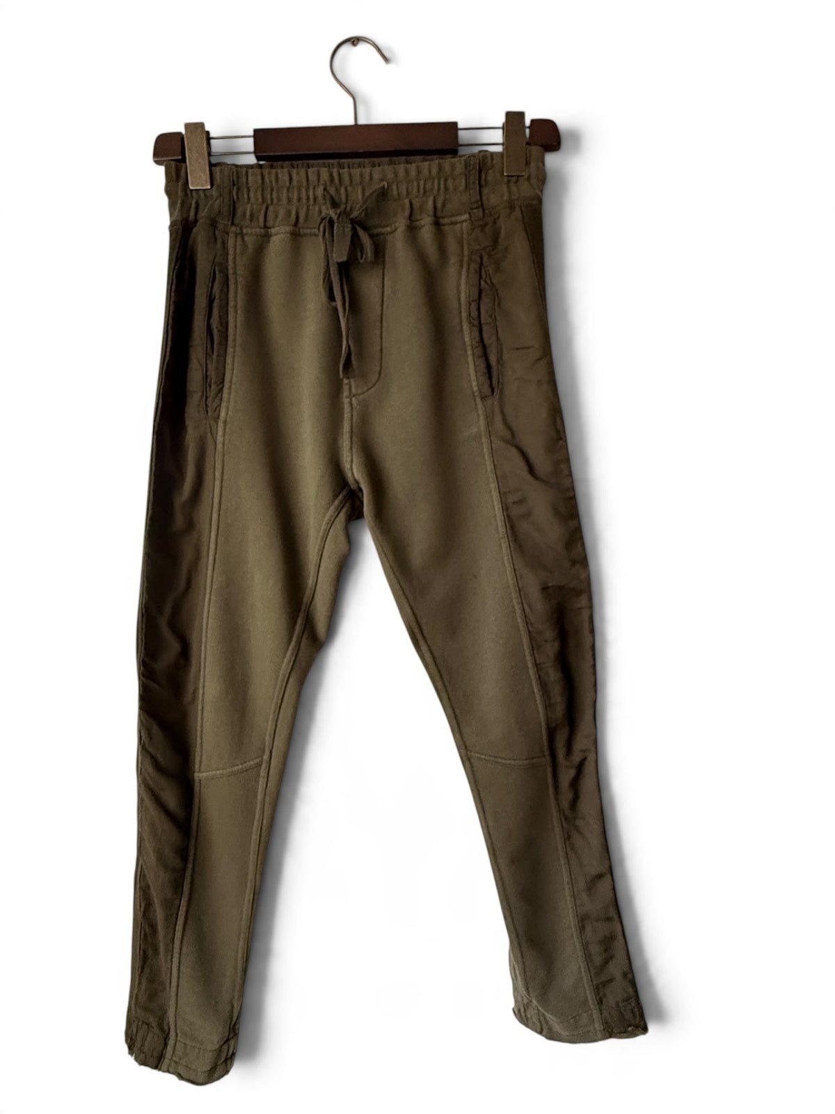 Haider Ackermann olive drop-crotch sweatpants front