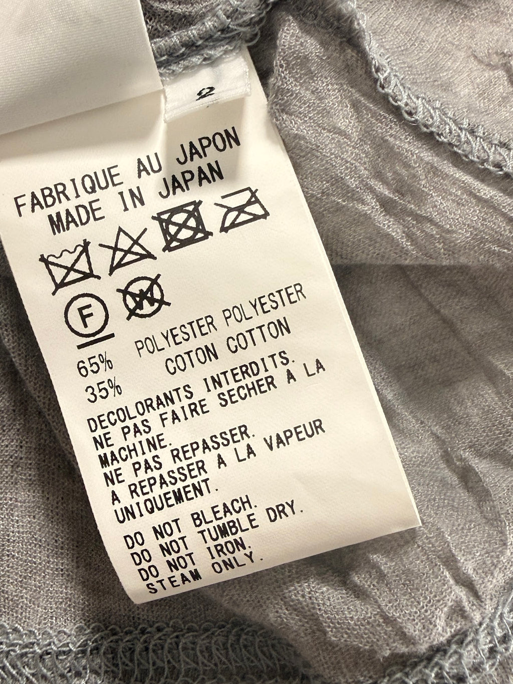 Y's fabric content 65% polyester 35% cotton made in Japan
