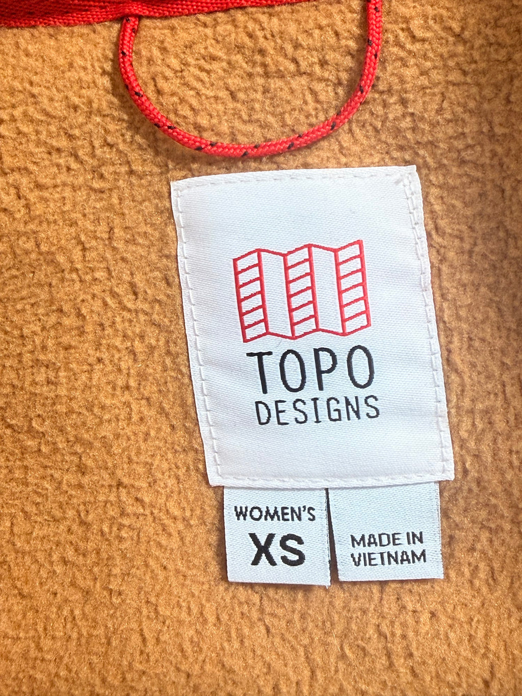Topo Designs label women's XS made in Vietnam