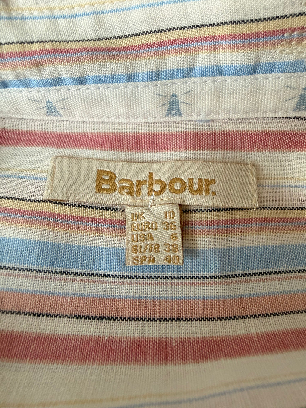 Barbour Penfor striped cotton-linen shirt label