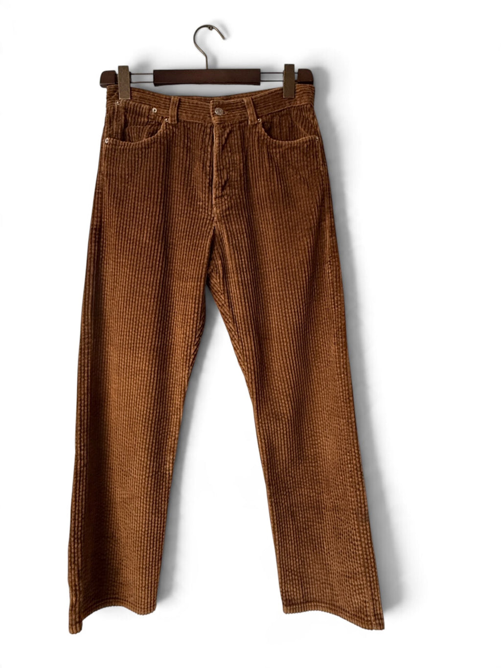 Dries Van Noten tan corduroy trousers front