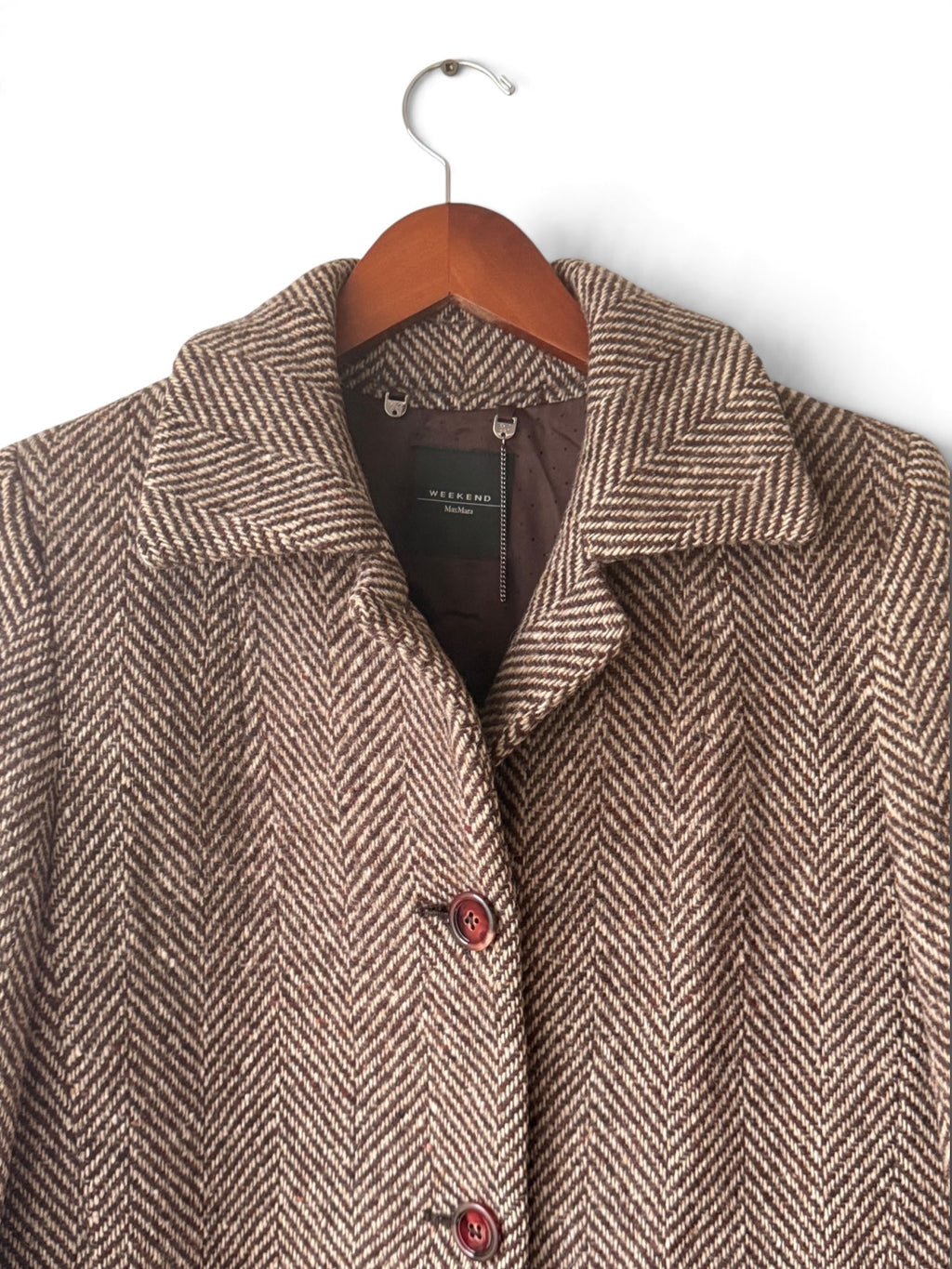 Weekend Max Mara brown herringbone wool coat photo