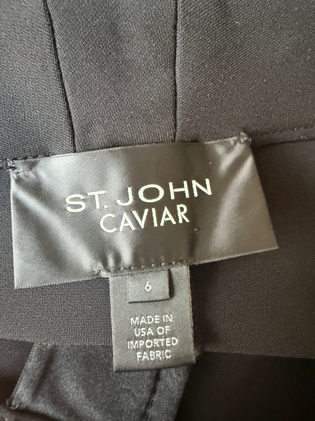 St. John Caviar Black Knit Slim Straight Ankle Pants Size 6
