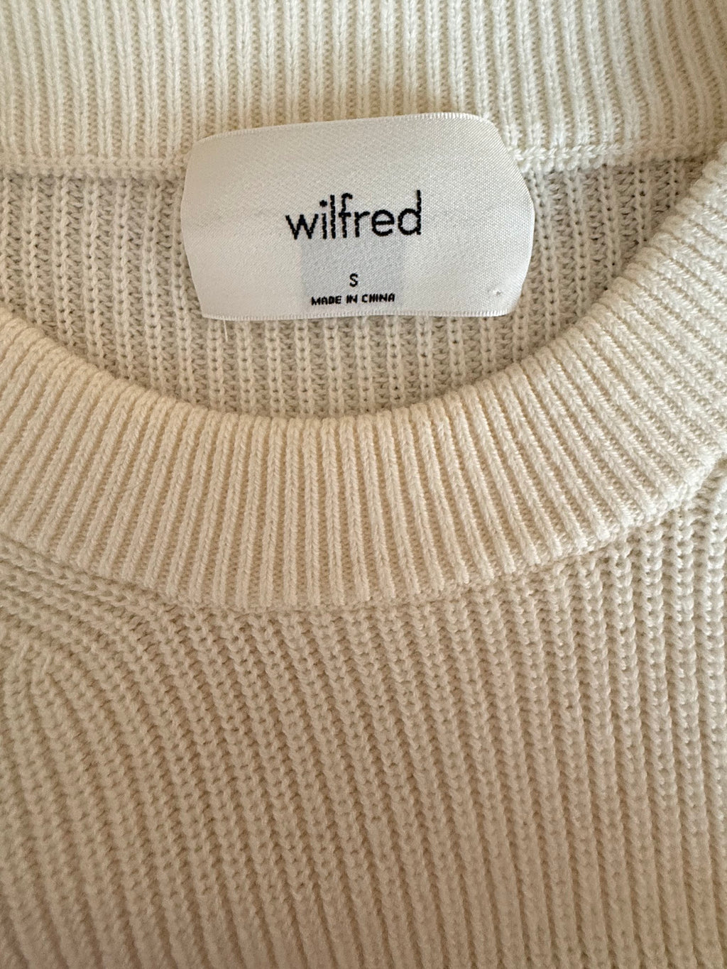 Aritzia Wilfred Maria Merino Wool Cotton Striped Sweater Avorio Navy Small