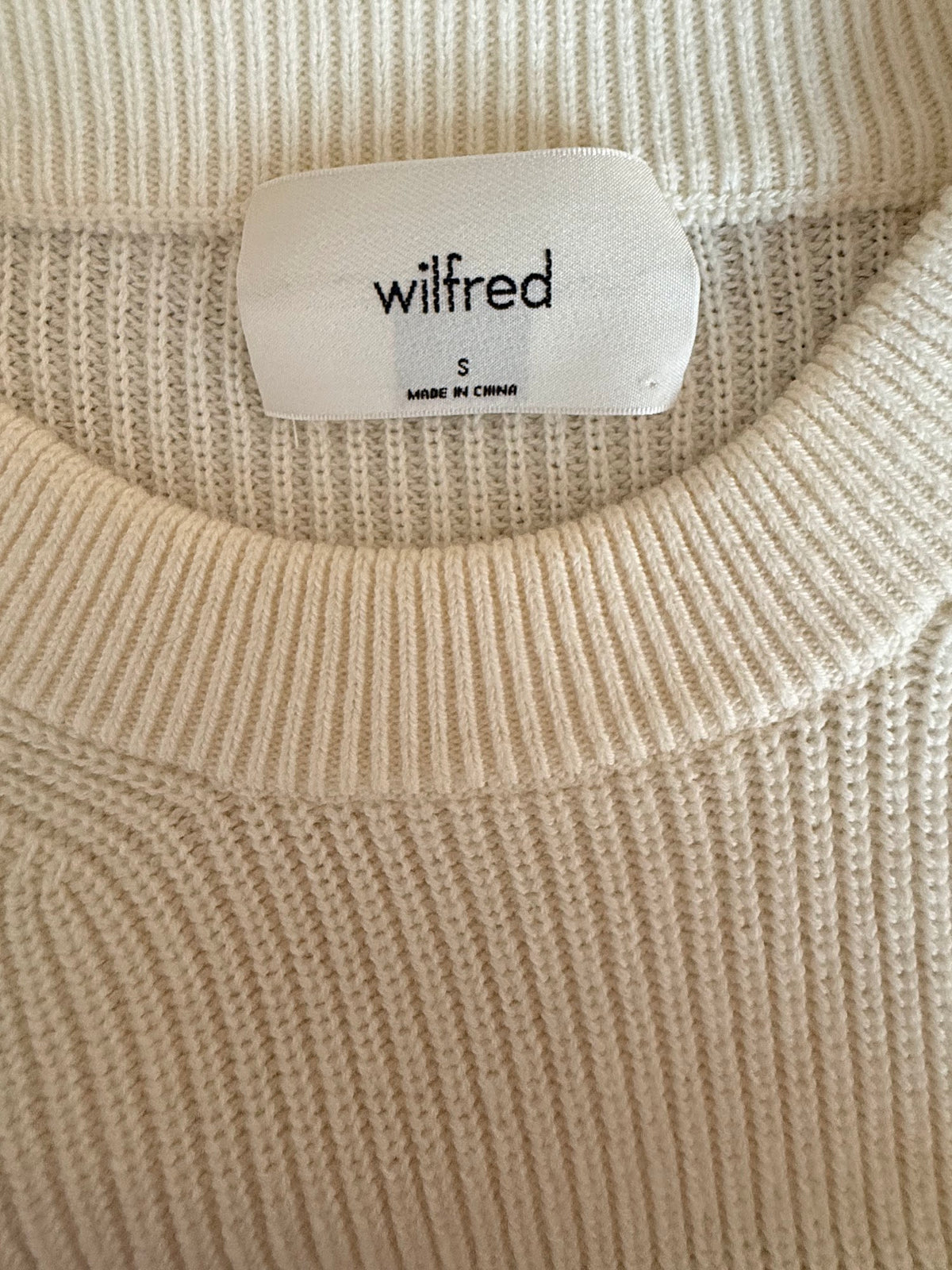Aritzia Wilfred Maria Merino Wool Cotton Striped Sweater Avorio Navy Small