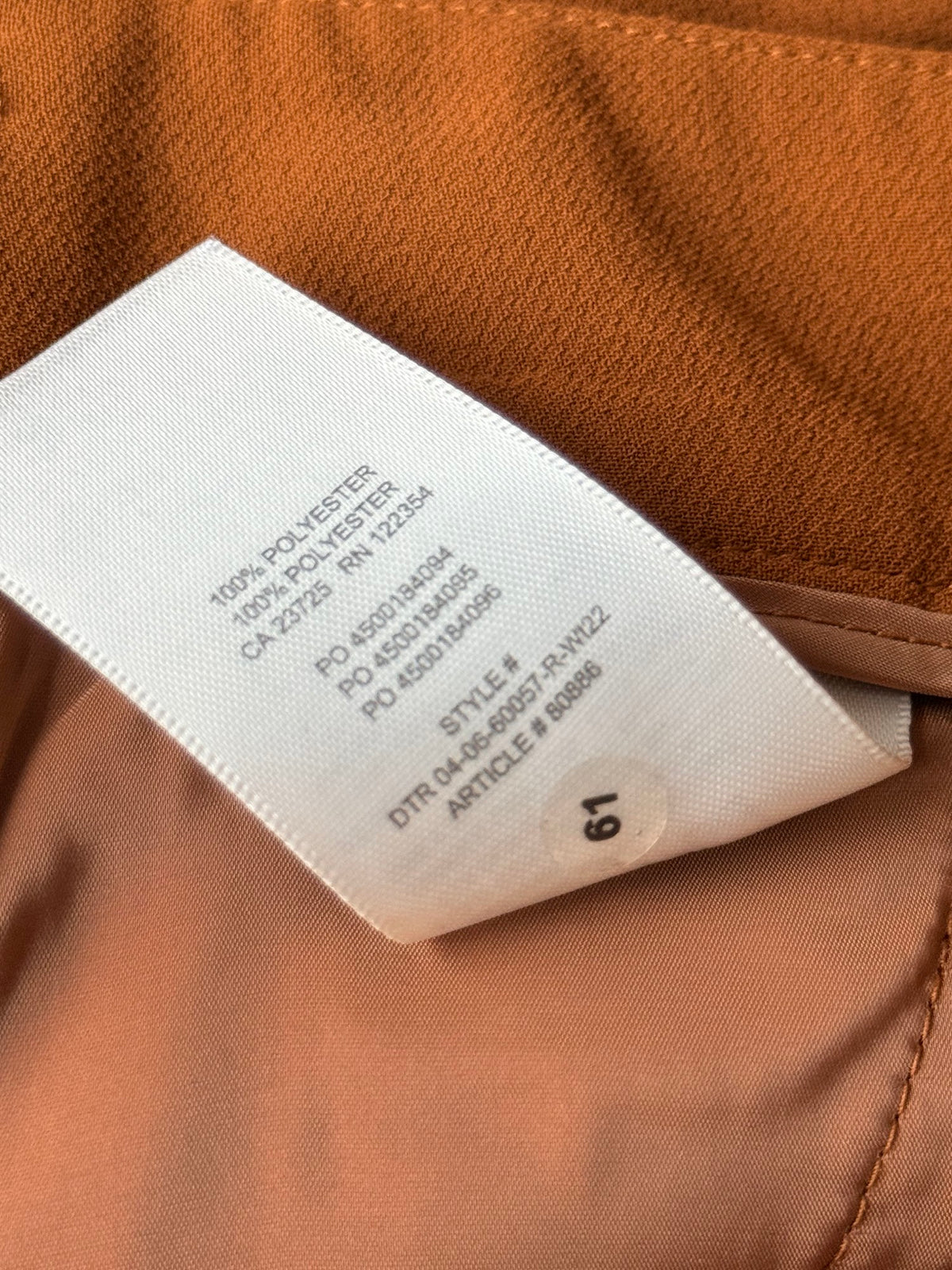 Aritzia Wilfred High Rise Wide Leg Pleated Trousers Cognac Brown Size 8