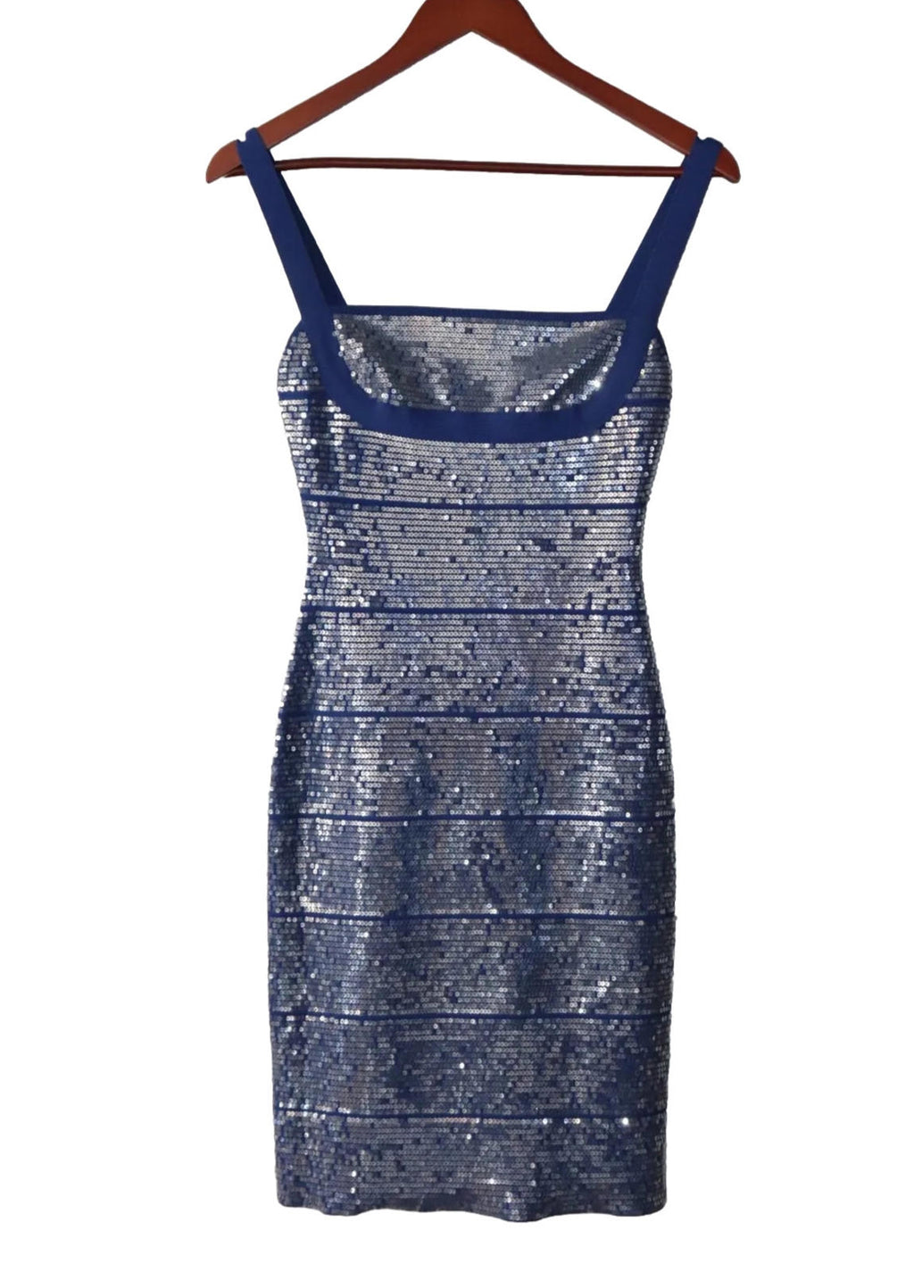 Herve Leger Women Small Ultramarine Blue Katherine Dress Sequin Y2K Bodycon Mini - view 3
