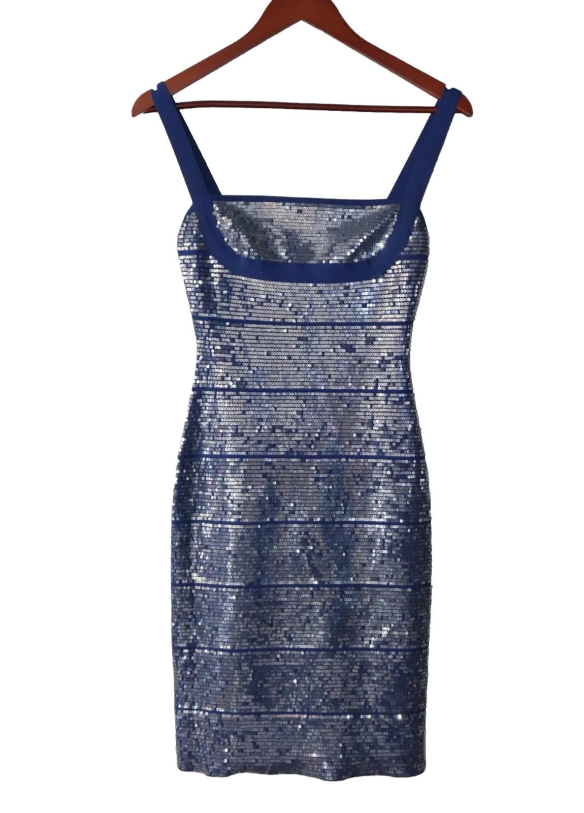 Herve Leger Women Small Ultramarine Blue Katherine Dress Sequin Y2K Bodycon Mini - view 3