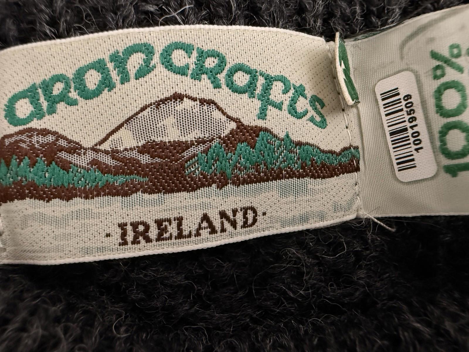 Aran Crafts Ireland Women's Small Charcoal Grey 100% Wool Cable Knit Sweater Top - view 4