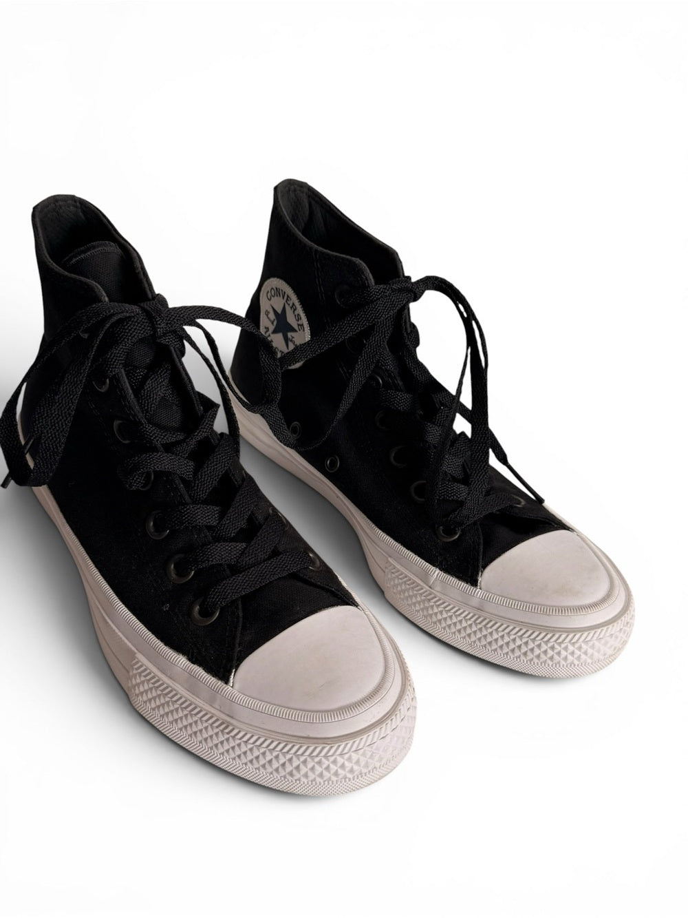 Converse Black High-Top Canvas Sneakers with White Toe