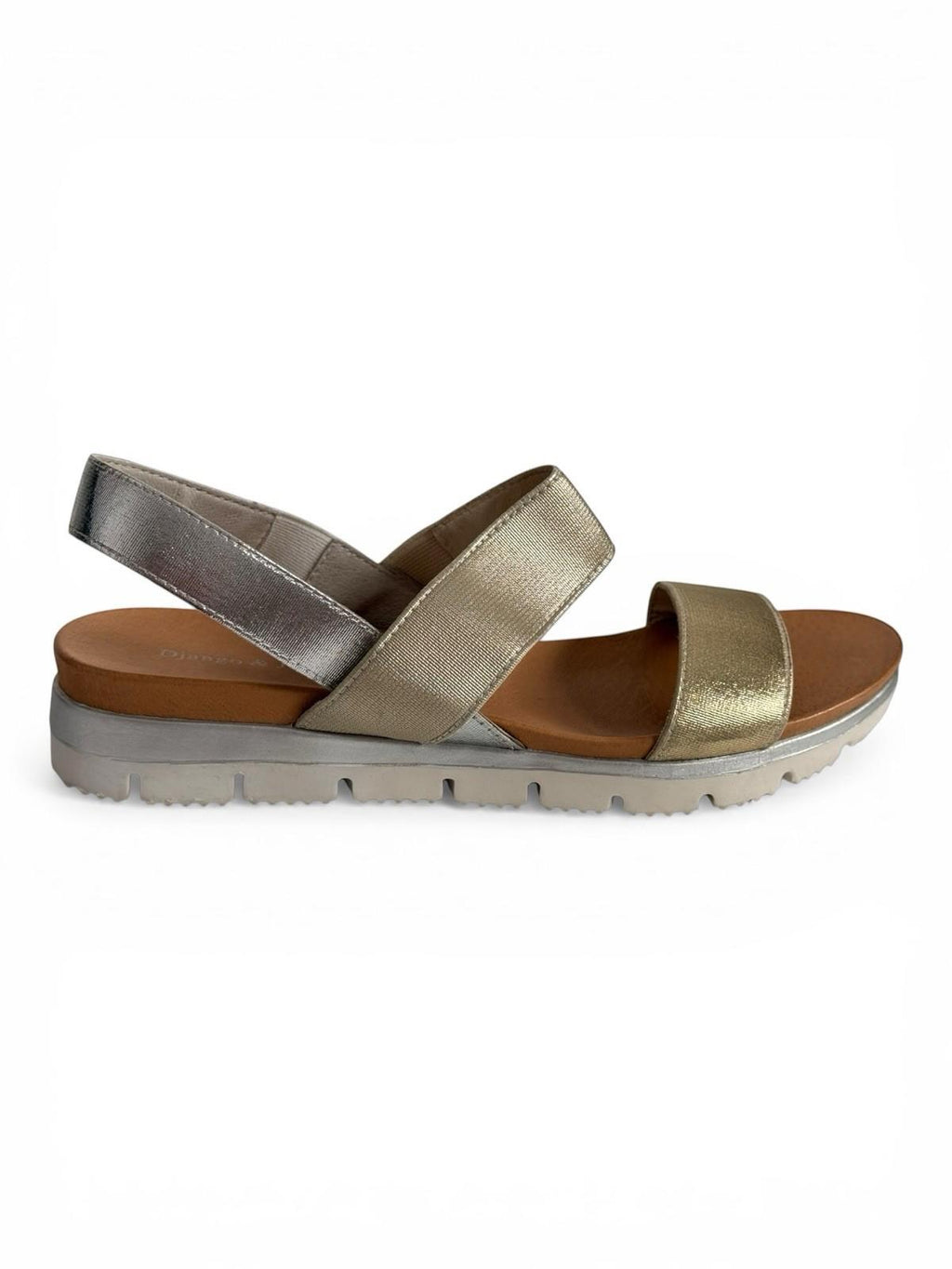 Django Juliette Lellie DJ Gold Elastic Strap Sandals Size Women 37 US 6.5 Flats - view 2