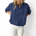 Lilla P Women's Small Zip Front Kangaroo Pocket Hoodie Navy Waffle Knit Jacket