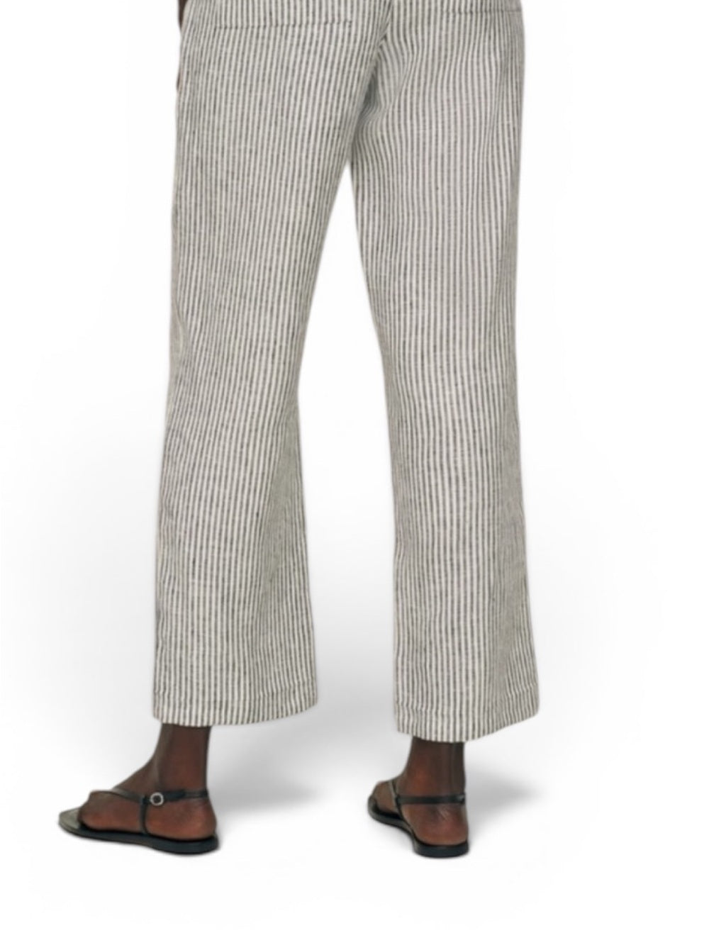 Reformation Remi Cropped Linen Pants Women's Size Small Black White Stripe - view 4
