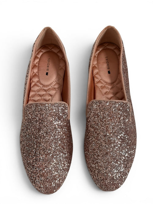 Birdies Starling Glitter Loafers Rose Gold Women's Size 9 Flats Slipper Shoes