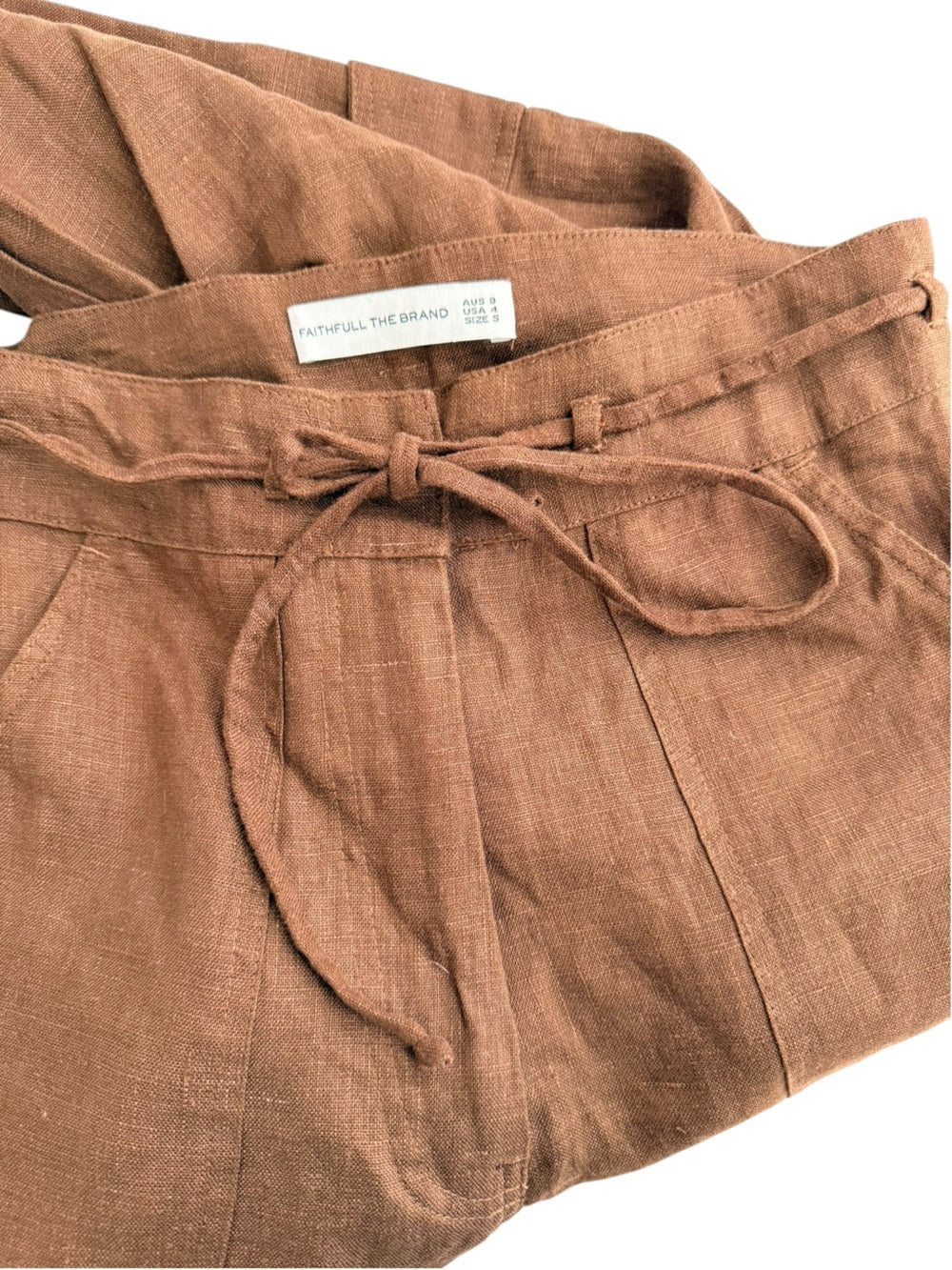Faithfull The Brand Relais Linen Cargo Pants Brown Size S 100% Linen - view 6