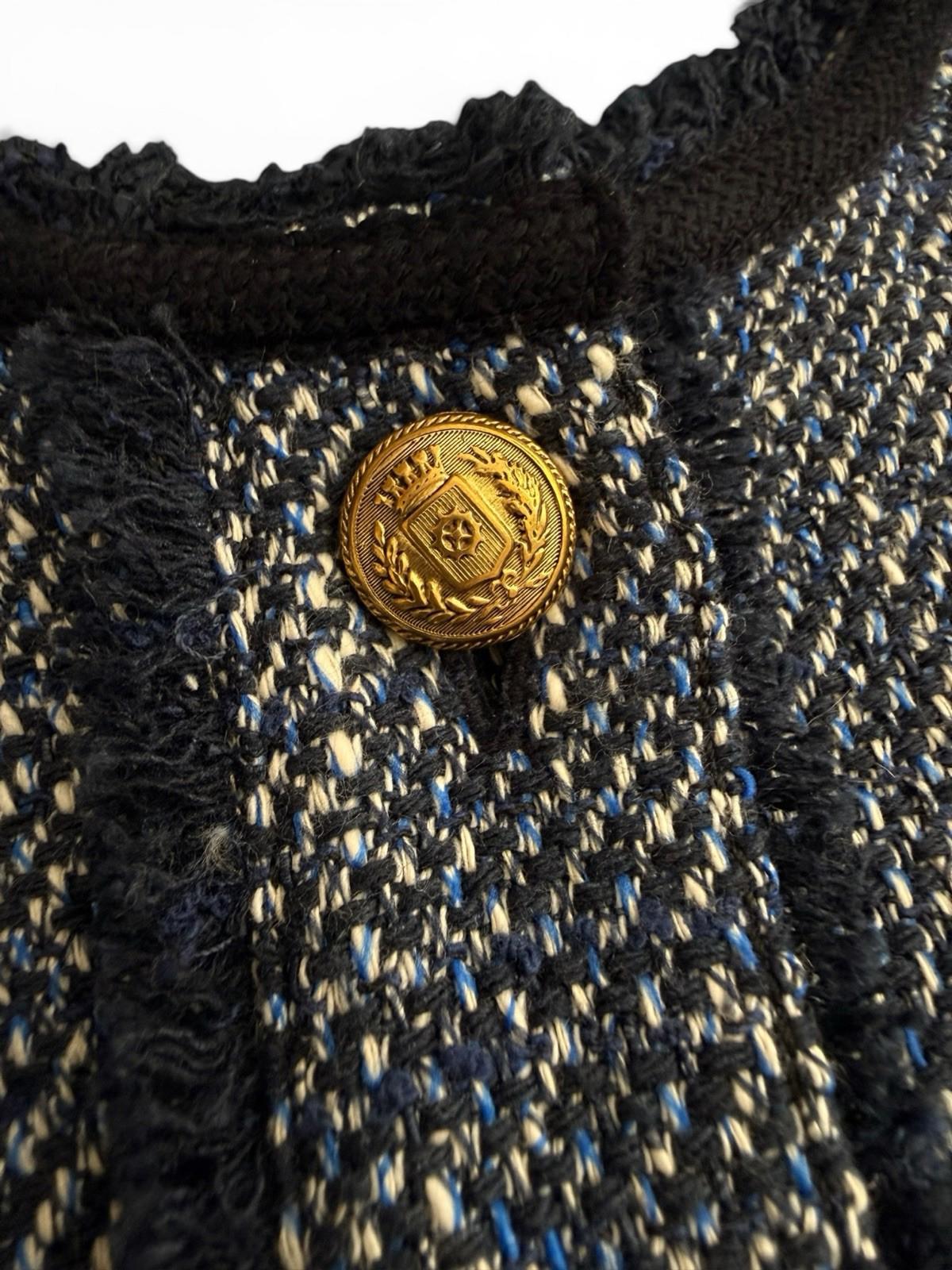 ME+EM Tweed Mini Dress Navy Gold Button Women's US 8 UK 12 SS25 Current Season - view 7
