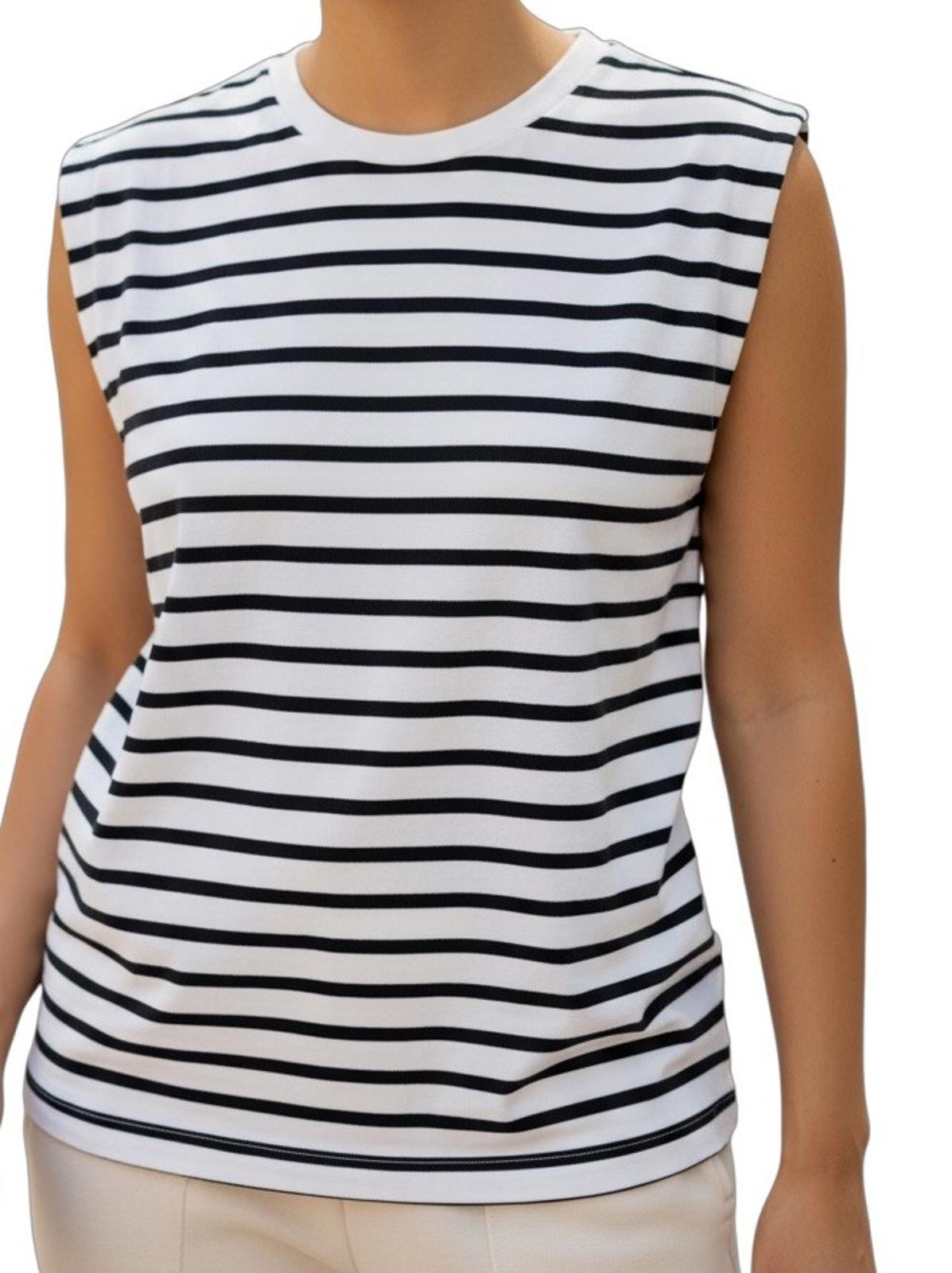 InWear Women EmmiIW Tank Top XS White Black Striped Cotton Sleeveless Tee Shirt - view 2