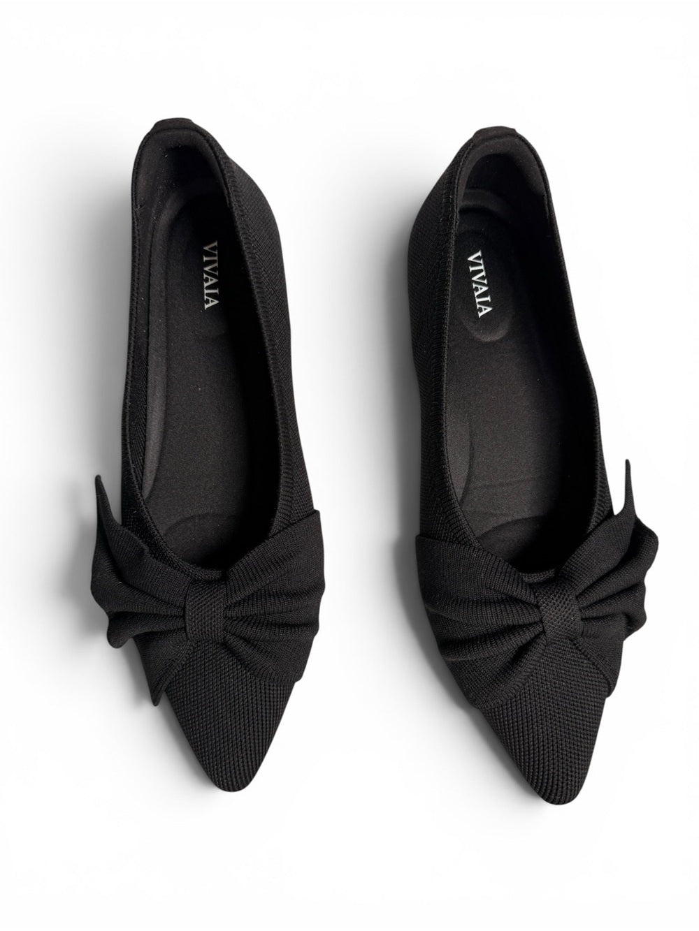 VIVAIA Black Pointed Toe Bow Azura Flats Women's US 8.5 Washable Knit Slip On - view 2