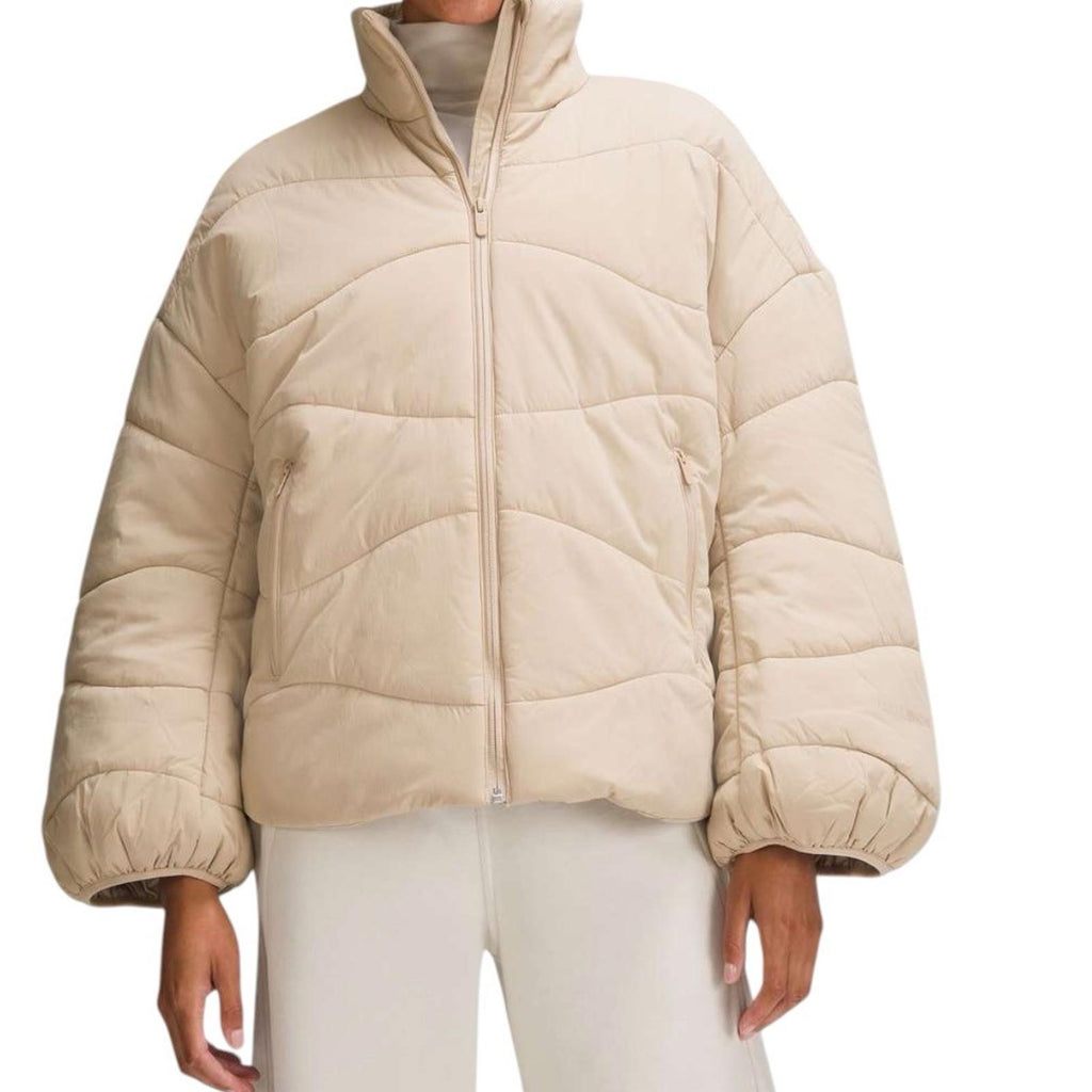 Lululemon Women Wave Quilt Insulated Jacket Size 4 Trench Beige $248 Coat Small