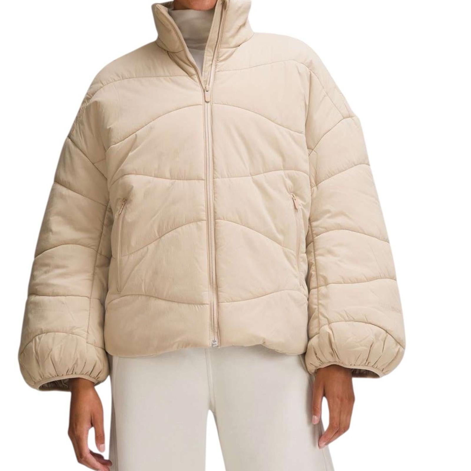 Lululemon Women Wave Quilt Insulated Jacket Size 4 Trench Beige $248 Coat Small