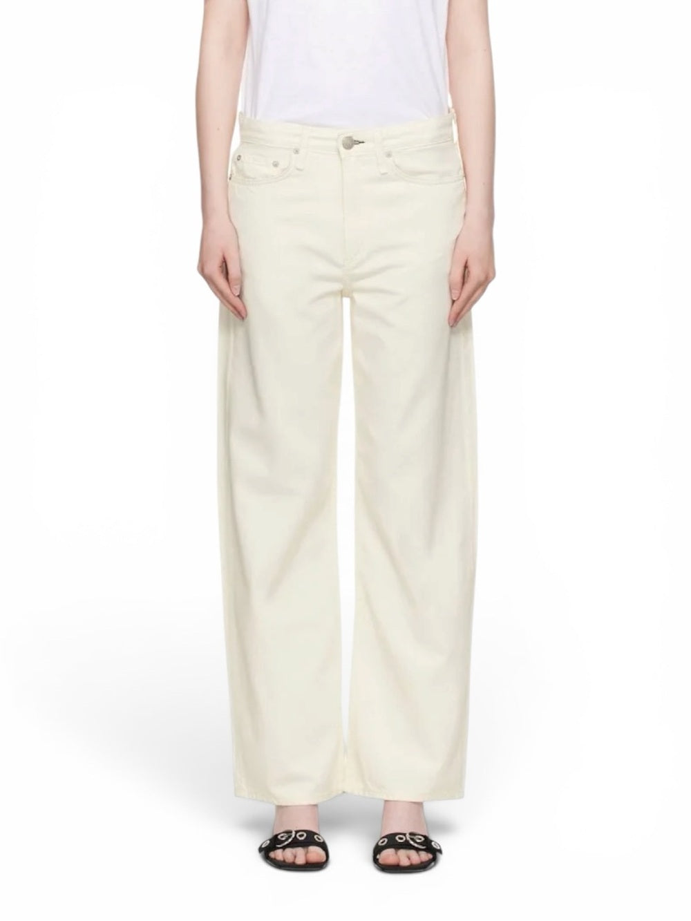 Rag & Bone Logan Wide Leg Jeans Ecru Off White Mid Rise Women's 28 Organic Denim - view 5