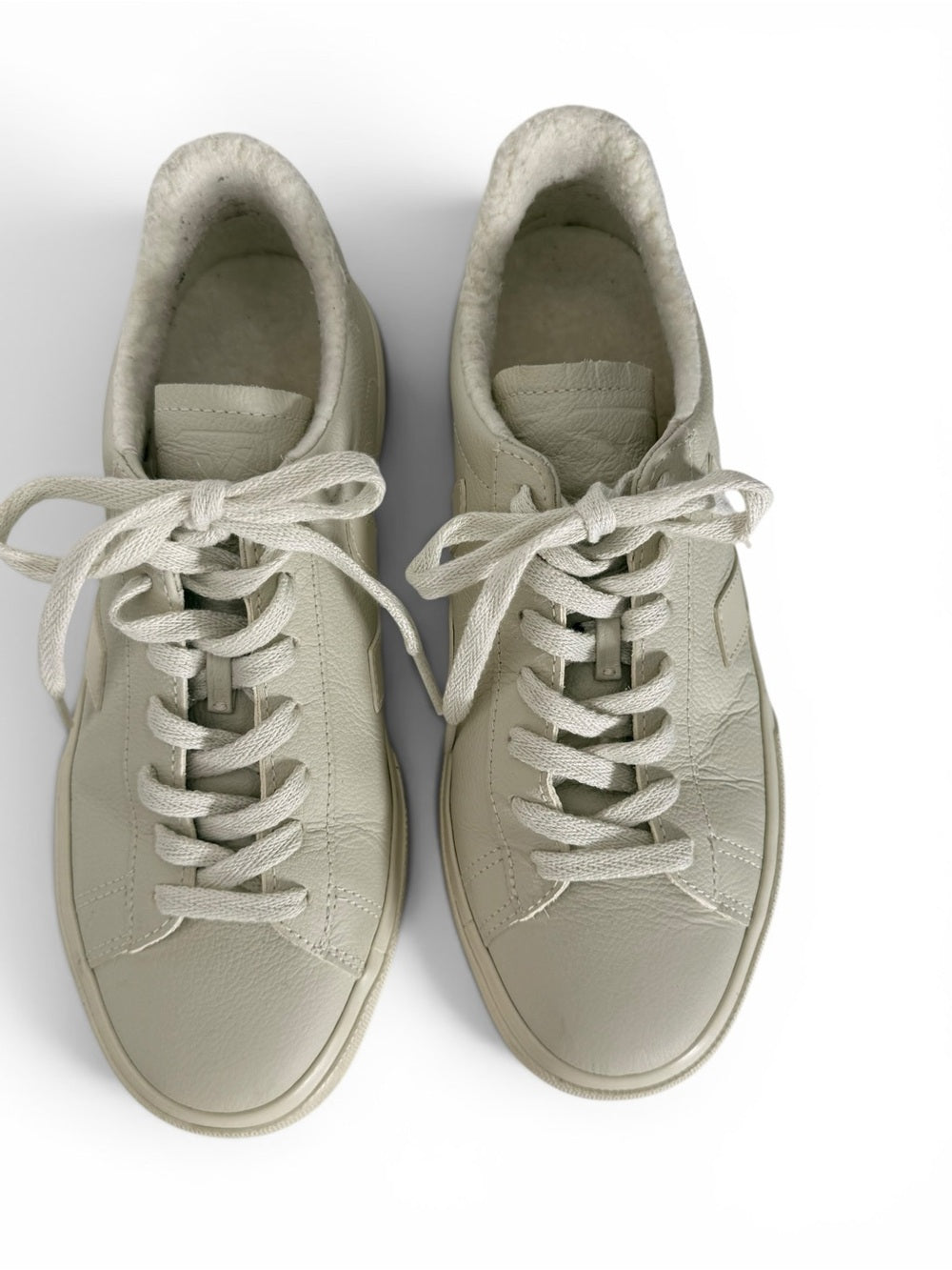 Veja Campo Shearling Leather Sneakers Women's US 8 EU 39 Cream Low Top Shoes - view 9