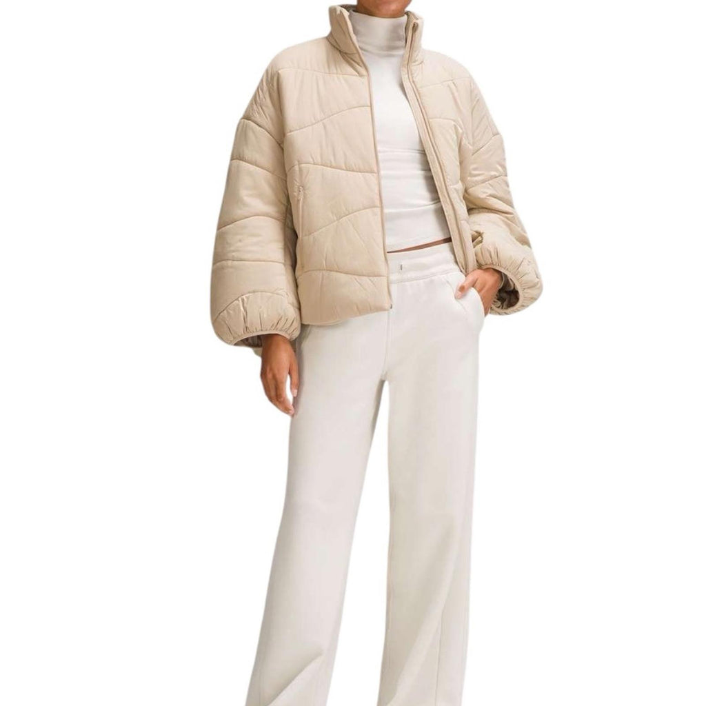 Lululemon Women Wave Quilt Insulated Jacket Size 4 Trench Beige $248 Coat Small - view 2