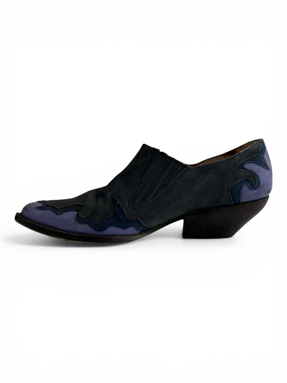 Guess Leather Western Ankle Boots Blue Two Tone Slip On Womens US6 Vintage Shoes - view 10
