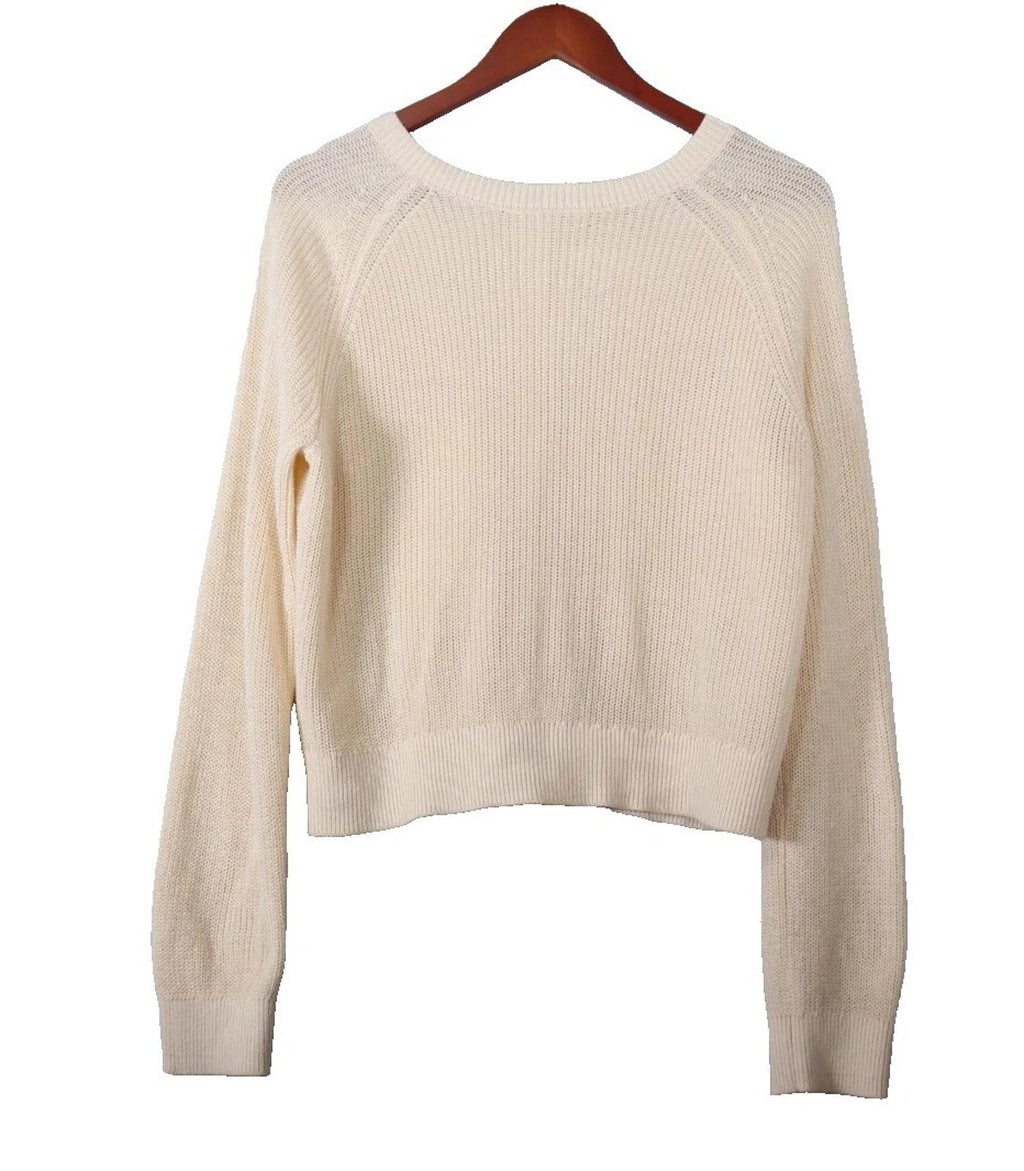 Velvet by Graham Spencer Women's Small Hydie Cream Cotton Button Back Sweater - view 2