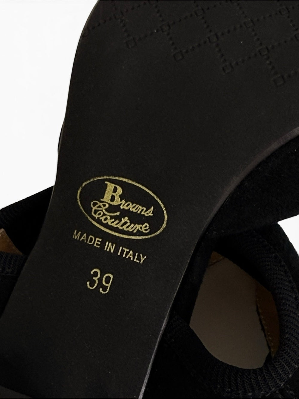 Browns Couture Black Suede Slingback Pumps Block Heel Pointed Toe EU39 US8.5 - view 7
