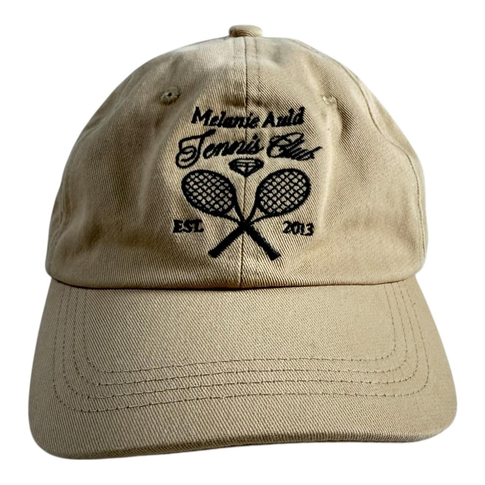 Melanie Auld Tennis Club Embroidered Cotton Baseball Cap Tan Adjustable Strap - view 6