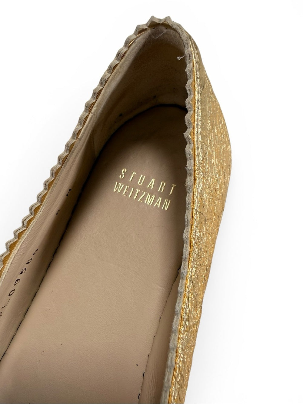 Stuart Weitzman Gold Leather Espadrille Flats Women's Size 8 Metallic Shoes - view 3