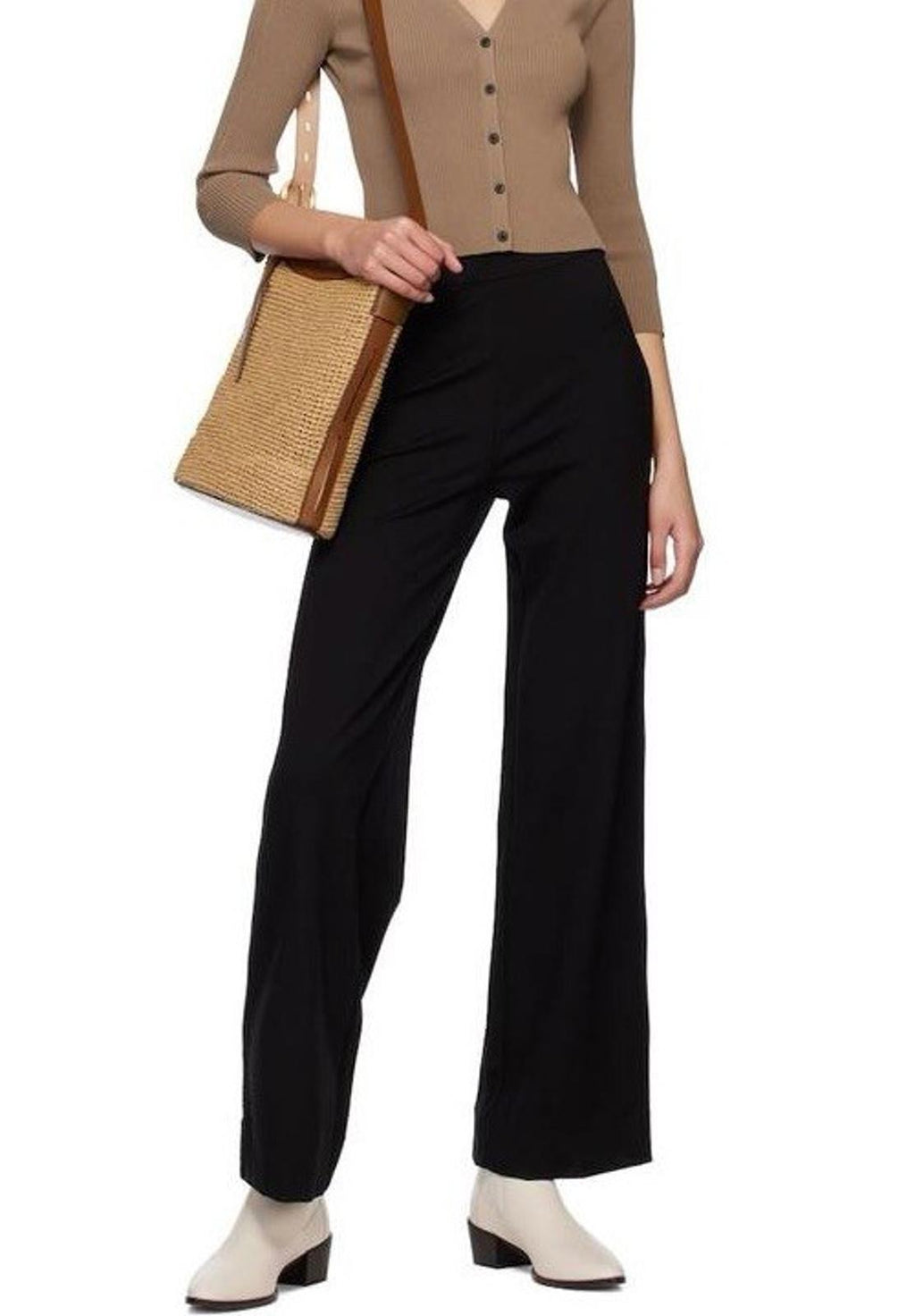 Rag & Bone Lily Trouser Women’s Medium Black 100% Wool Wide Leg High Rise Pants - view 2