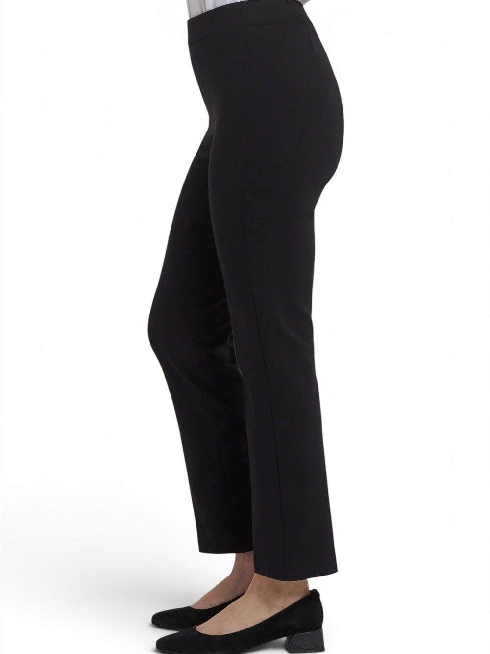 NYDJ Pull On Slim Ankle Trouser Pants Black Ponte Knit Lift Tuck Size 6 Small - view 2