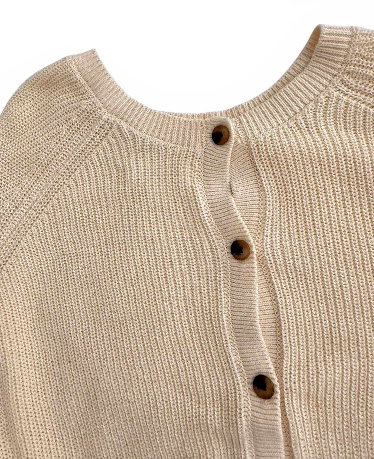 Velvet by Graham Spencer Women's Small Hydie Cream Cotton Button Back Sweater - view 4