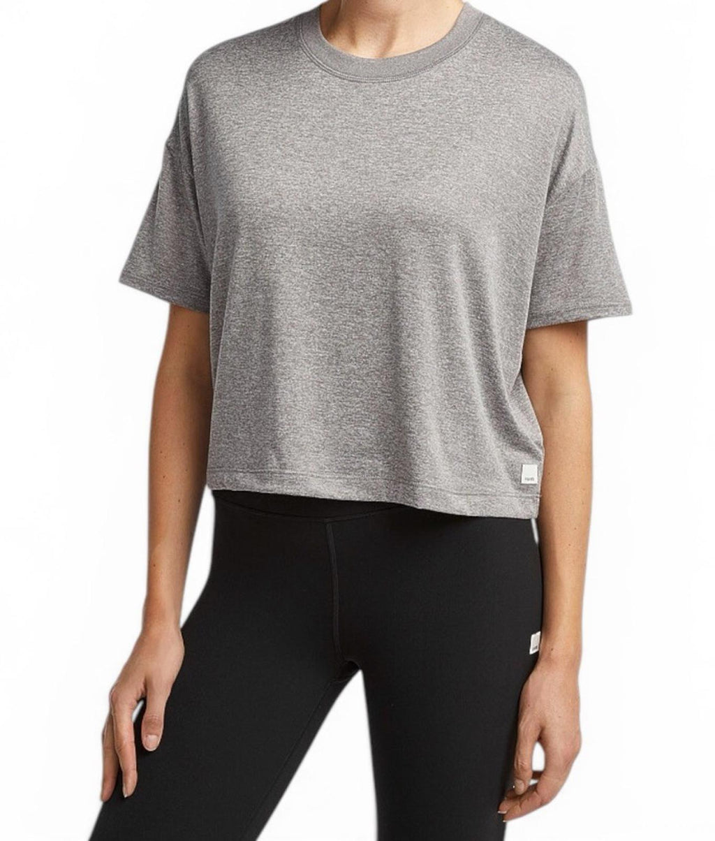 Vuori Women Medium Grey Energy Cropped Cami Heather Gray Tee UV Activewear Top