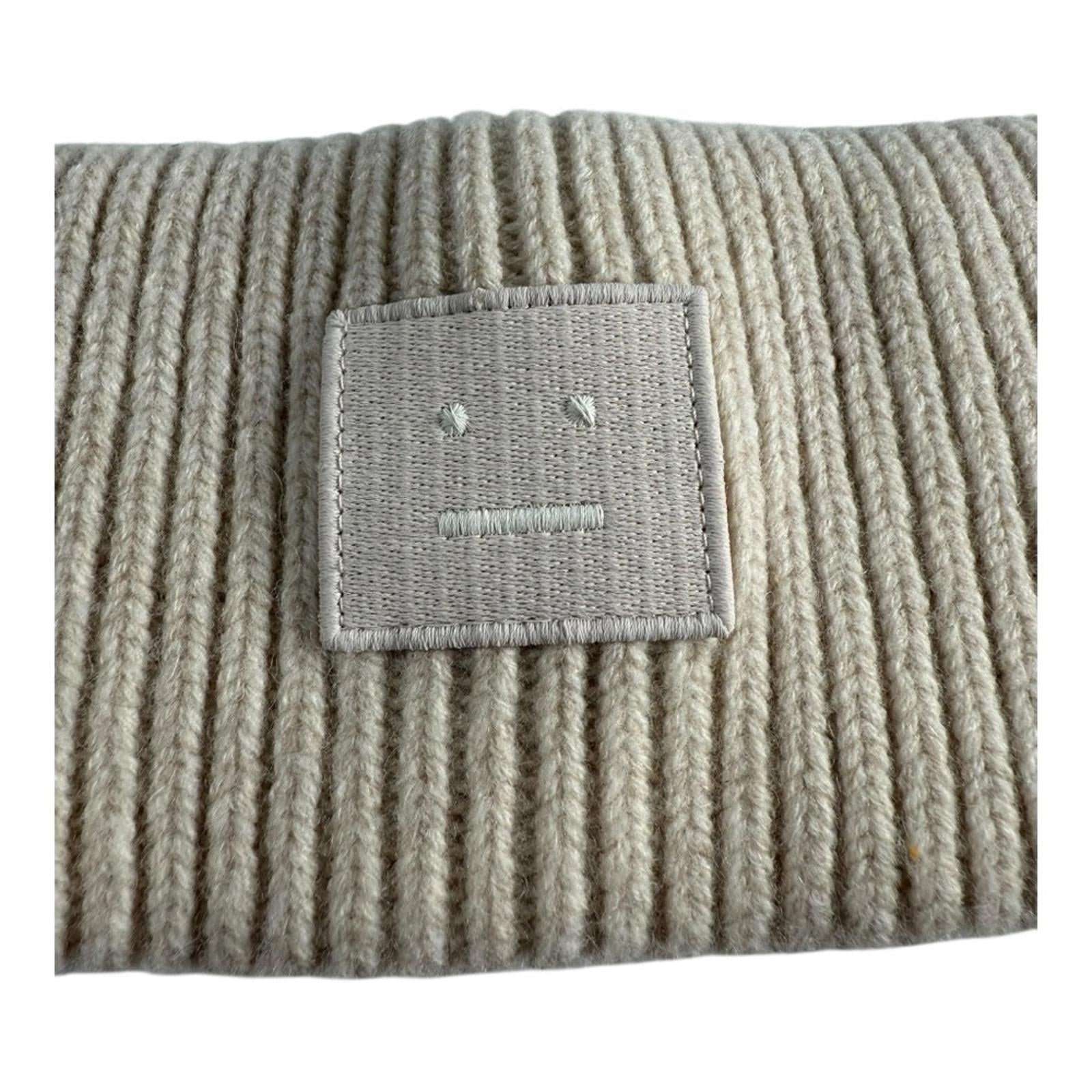 Acne Studios Kory Ribbed Wool Headband Ivory Off White Logo Patch One Size $225 - view 3