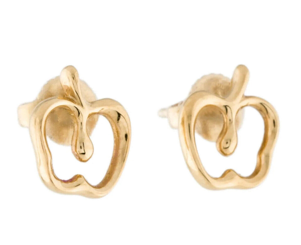 Tiffany & Co. Unisex 18K Yellow Gold Apple Earrings Pierced Elsa Peretti Studs - view 6