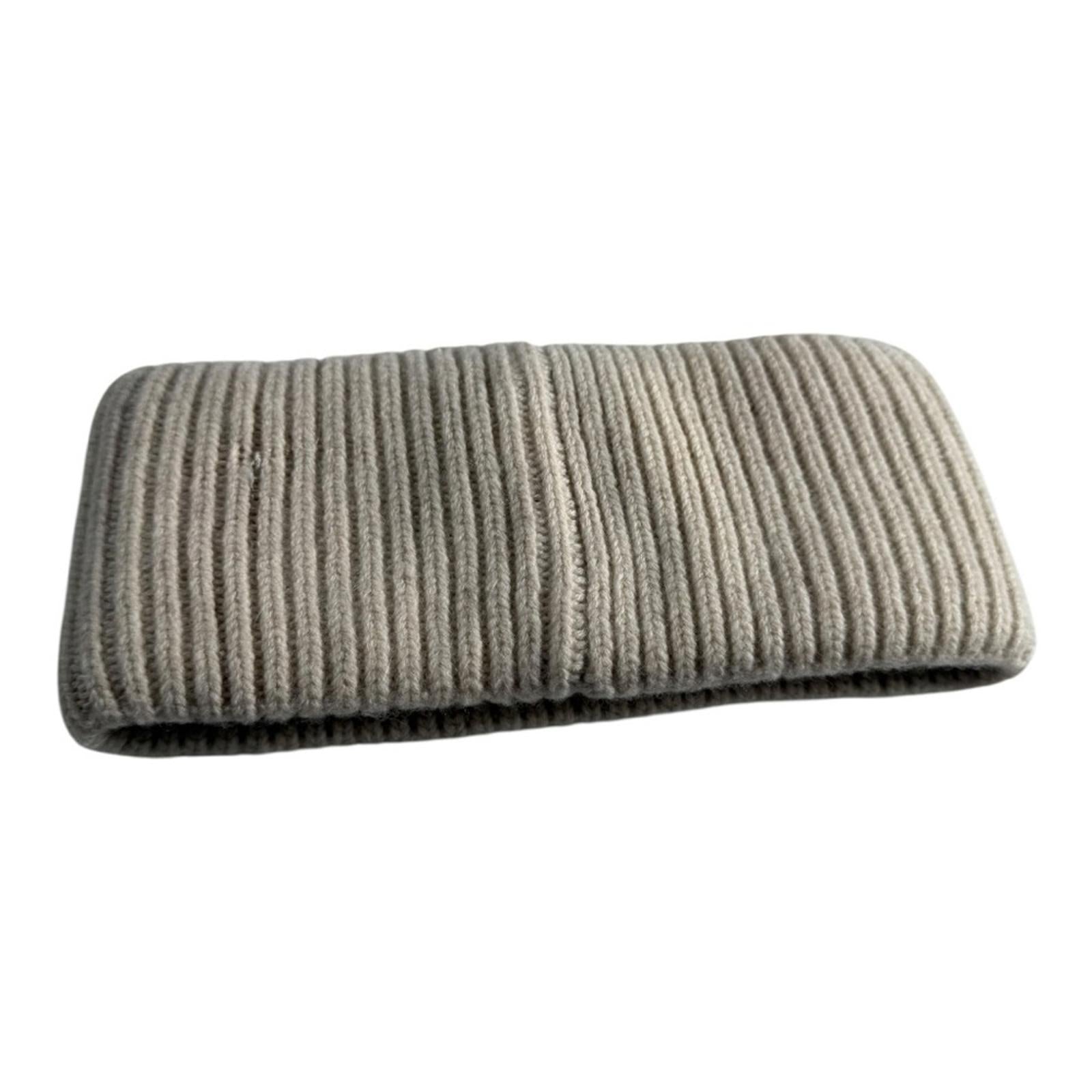 Acne Studios Kory Ribbed Wool Headband Ivory Off White Logo Patch One Size $225 - view 4