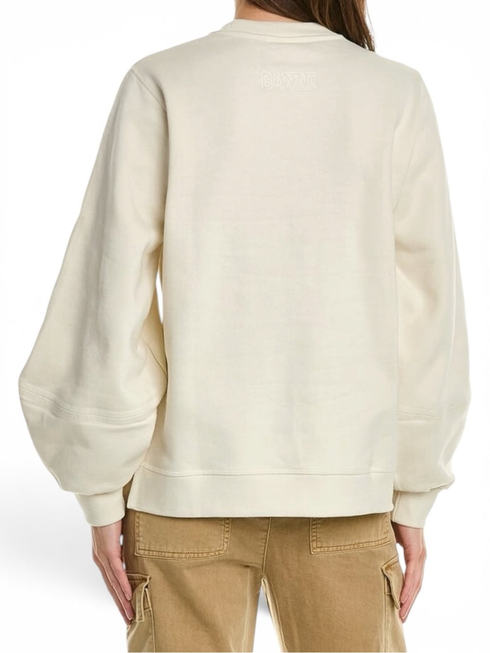 GANNI Software IV Organic Cotton Sweatshirt Cream Size Medium Women’s Sweater - view 2