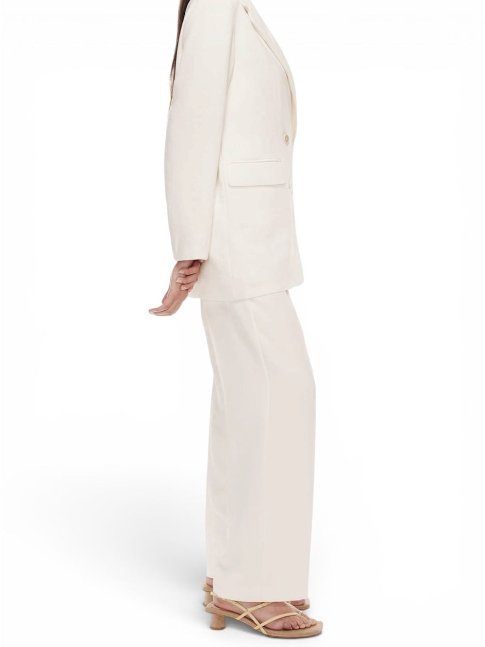 Aritzia Wilfred Cherrelle Blazer Light Birch Ivory Crepette Jacket Medium Coat - view 4