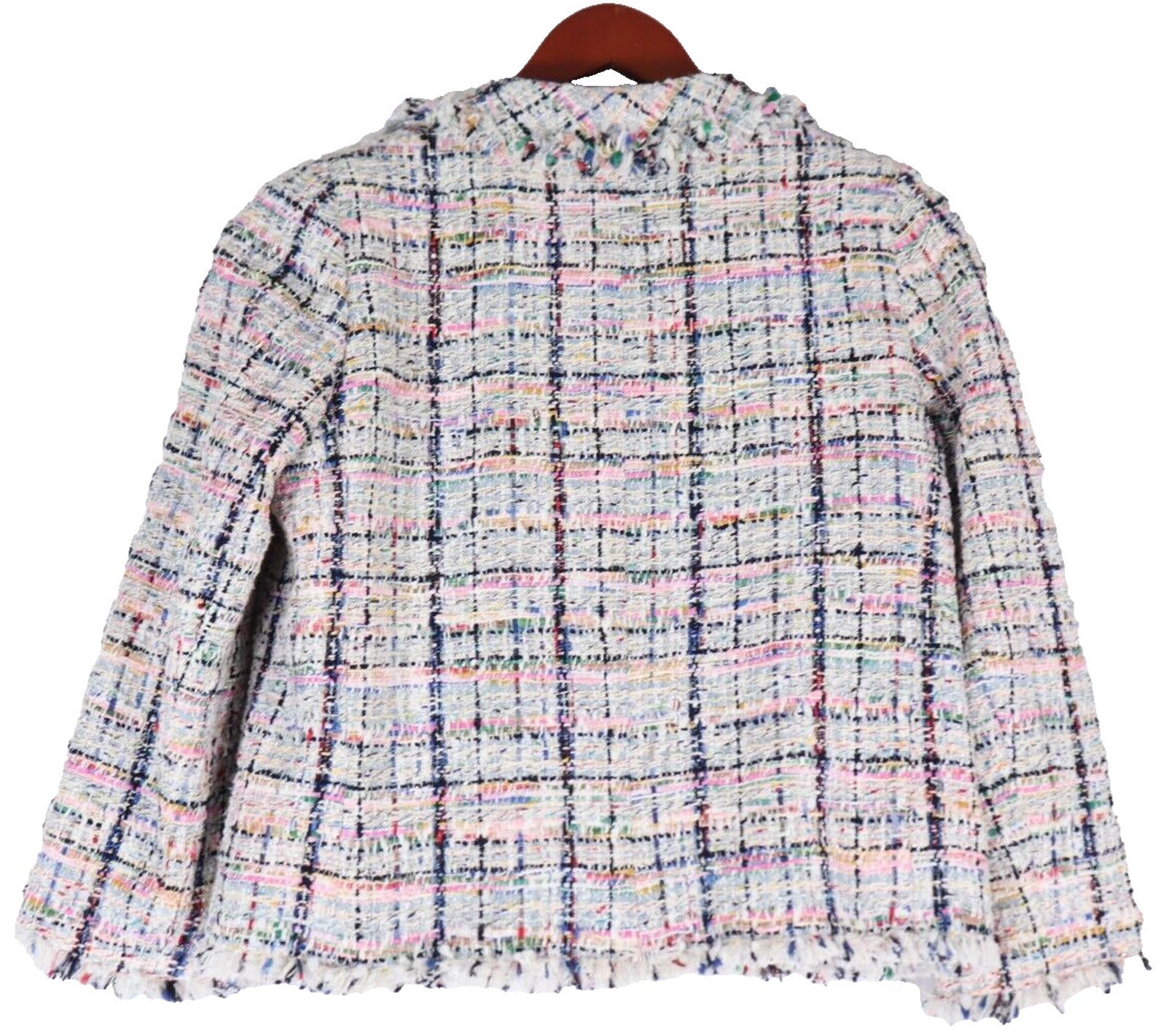 Edward Achour Paris Womens Size 44 Multicolor Tweed Blazer Crystal Button Jacket - view 7