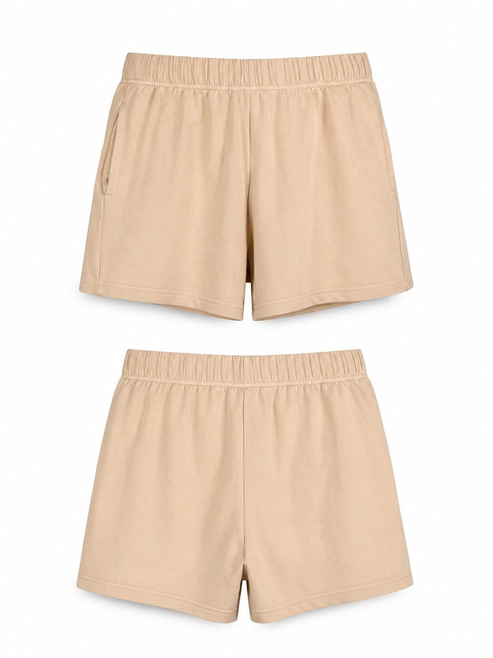 Brunette The Label Cotton Jogger Shortie Shorts Beige S/M Elastic Waist Lounge - view 5
