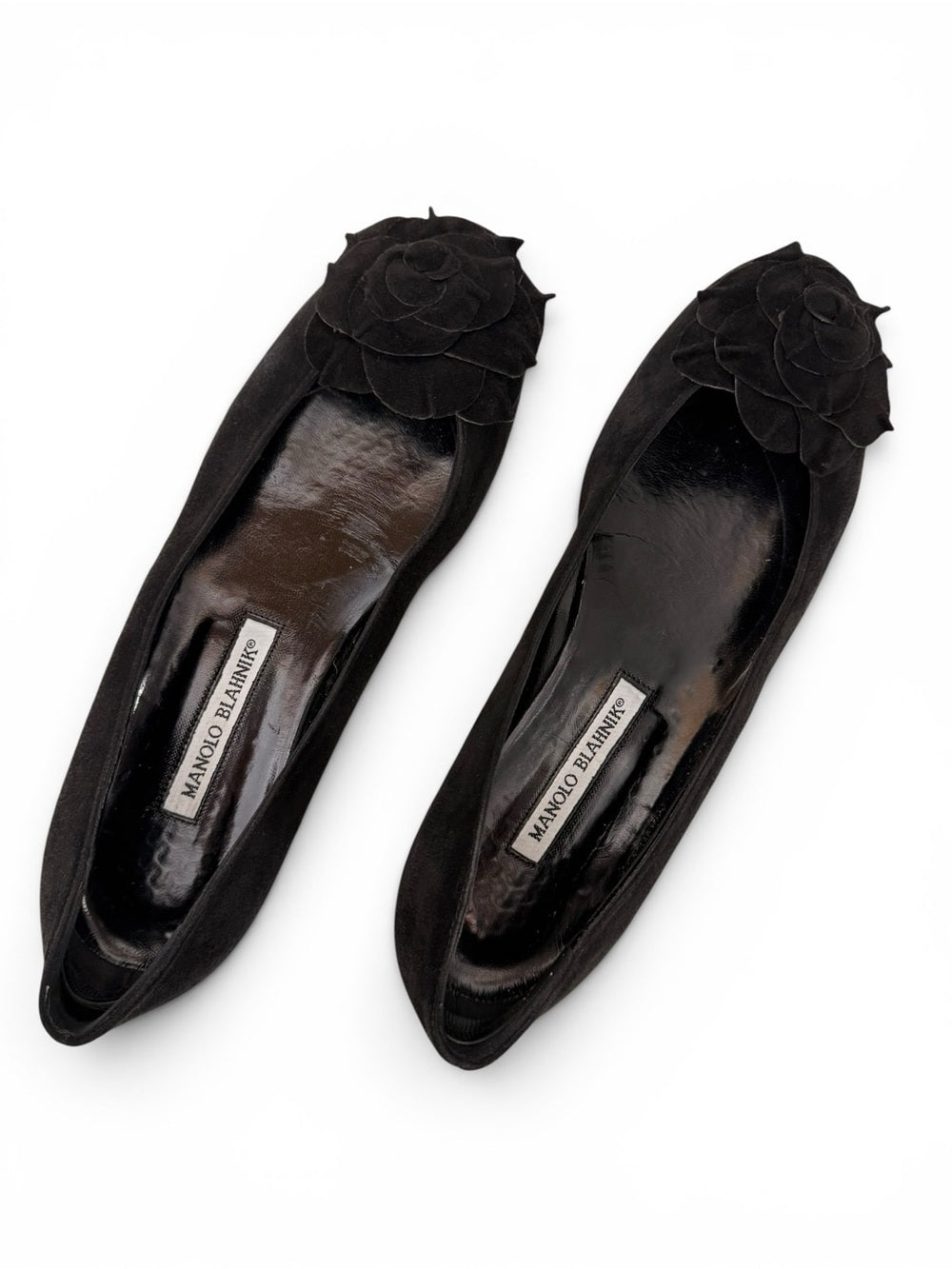 Manolo Blahnik Gisella Black Suede Ballet Flats Rosette EU 39 US 8.5 Slip On - view 2