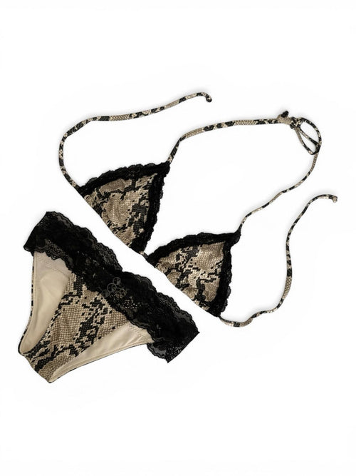 Beach Bunny Snake Print Bikini Set XS Black Lace Trim Limited Edition 1 of 500 - view 2